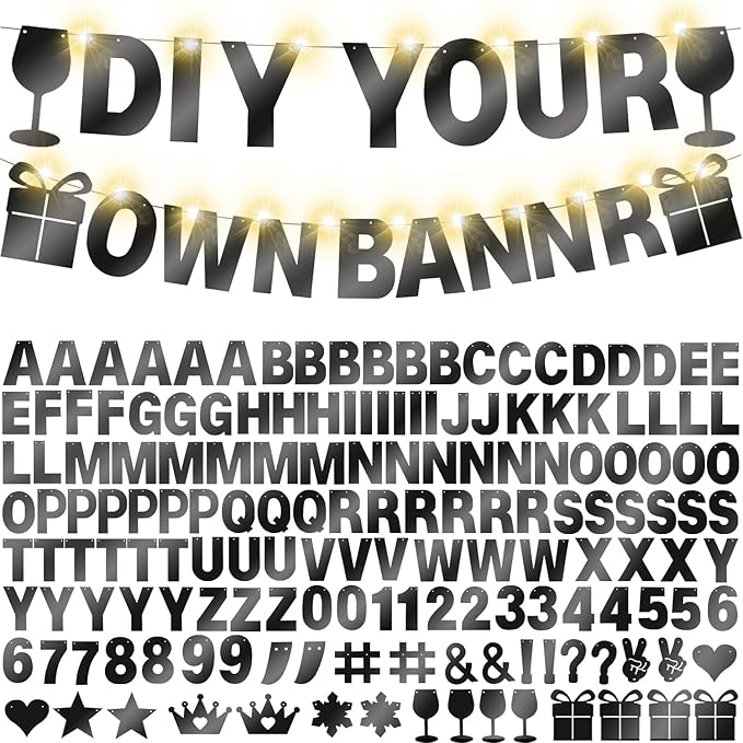 175Pcs DIY Glitter Customizable Banner Kit Happy Birthday Custom Letters Banner by WELITTCON