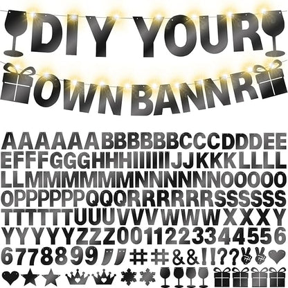 175Pcs DIY Glitter Customizable Banner Kit Happy Birthday Custom Letters Banner by WELITTCON