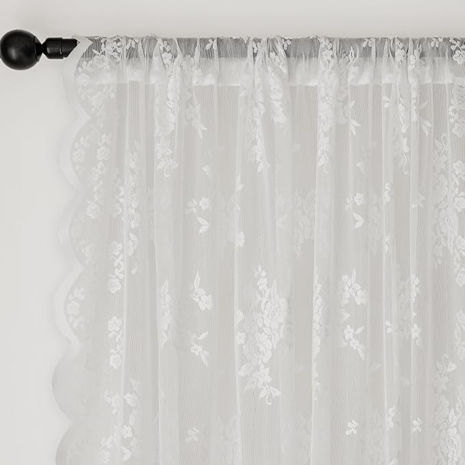 Anmao Vintage Lace Curtains 102 Inches Long 2 Panels, Romantic Elegant Light - Image 5