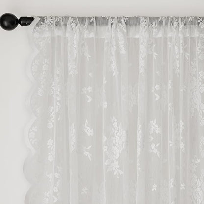 Anmao Vintage Lace Curtains 63 Inches Long 2 Panels, Romantic Elegant Light - Image 5