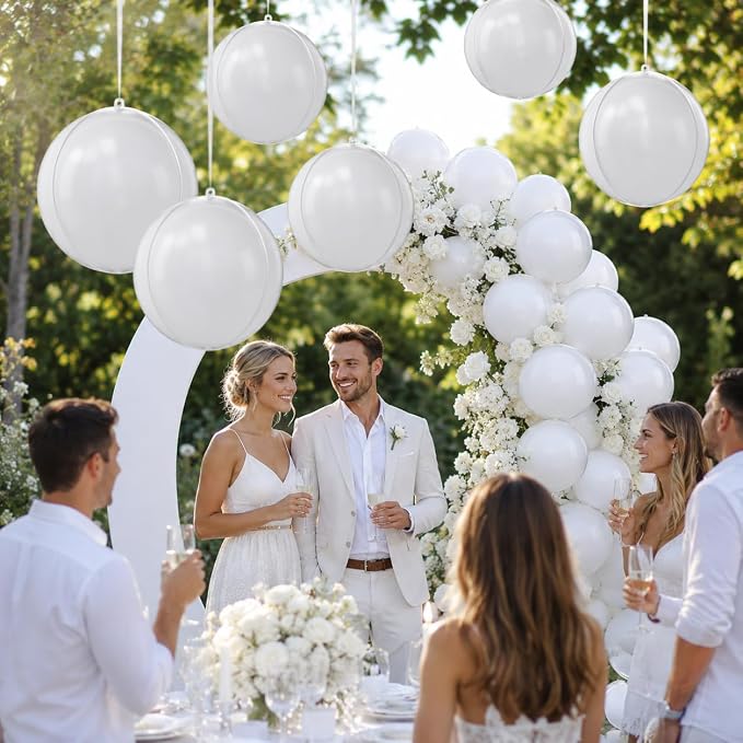 22 Inch White Foil Balloons, Large Metallic White Round Balloons, Sphere Ball - Image 4