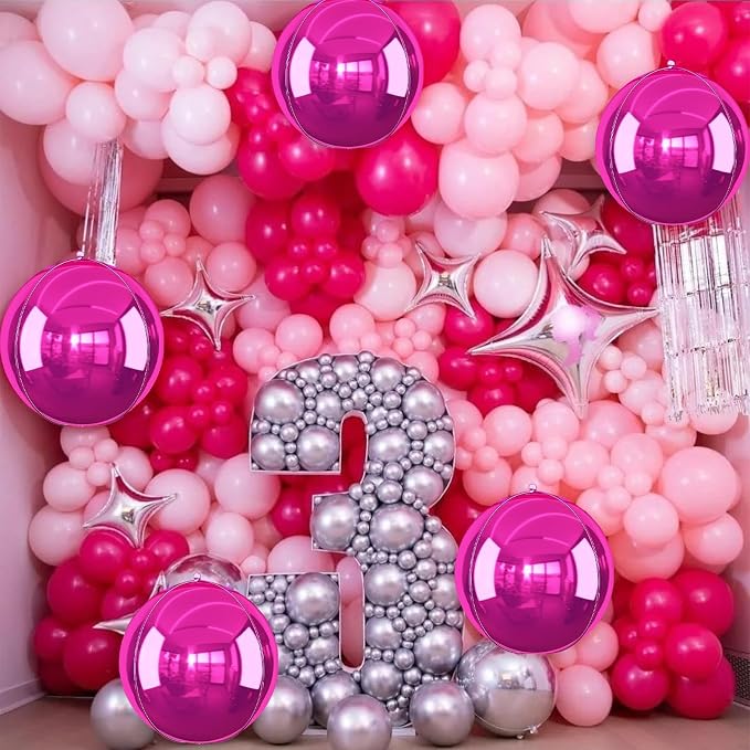 6Pcs Hot Pink Round Foil Balloons, Giant 4D Round Ball Balloon, 22 Inch - Image 7