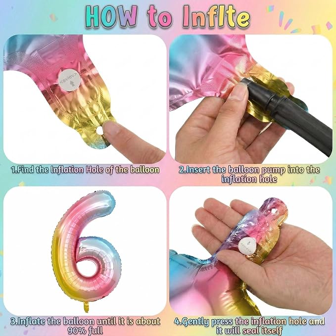 Rainbow Ombre Number 16 Balloon 40Inch, Pastel Foil Decor - Image 5
