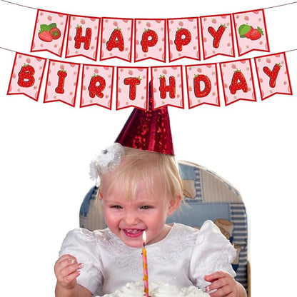 Strawberry Happy Birthday Banner Strawberry Birthday Party Decorations Baby - Image 6