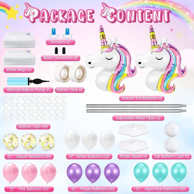 Kasyat 2 Set Unicorn Party Balloon Column Stand Kit - Image 2