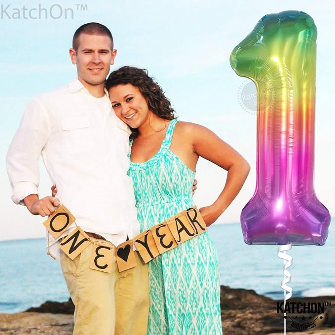 KatchOn Foil Rainbow Number 1 Balloon - Image 4