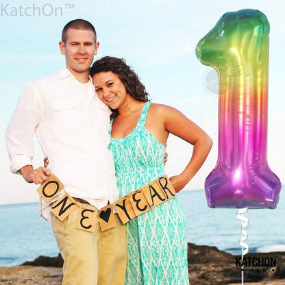 KatchOn Foil Rainbow Number 1 Balloon - Image 4