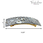 French Amie Rectangular Gray Magma 3 1/4” Celluloid Acetate Handmade Automatic Hair Clip Barrette with Sturdy Golden Clasp for Women and Girls, Made in France