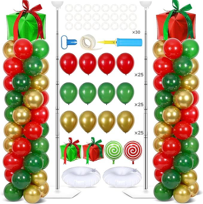 2 Sets Christmas Party Balloon Column Stand Kit by Naozinebi