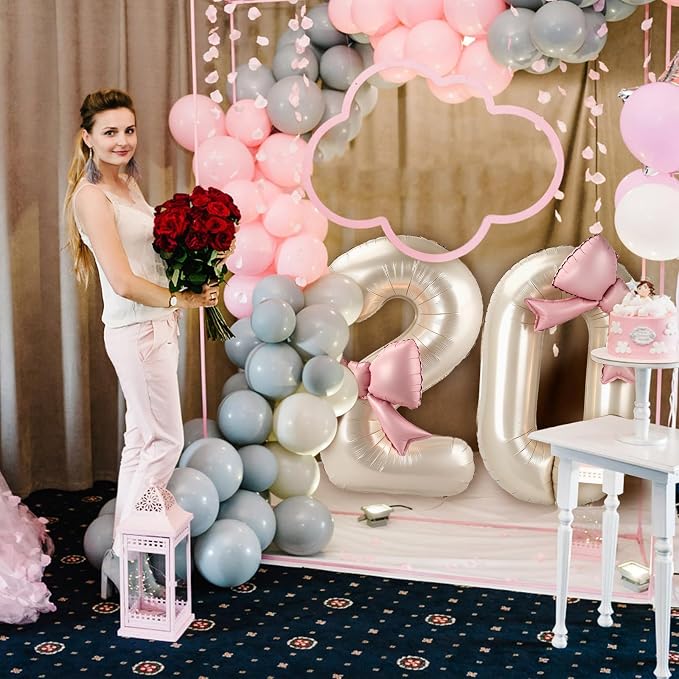 40 Inch Cream Number 0 Balloon - Image 6