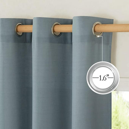 NICETOWN Thick Linen Stone Blue Curtains 108 inch Long - Image 2