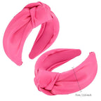 VELSCRUN Headbands, 2 Pcs Wide Knotted Hairbands for Women in Pink and Red, Satin Hair Accessories for Washing Face, Hairbands for Women, Hairband Gifts for Women Gilrs
