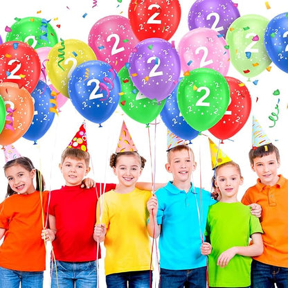 Ainiv 2nd Birthday Balloons 18PCS, 12inch Numbers Printed Latex Balloons | 2nd - Image 6