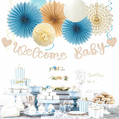 Light-Dusty Blue Boho Baby Shower Party-Decorations - Image 4