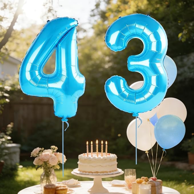 40 Inch Number 43 Balloons for 43rd Birthday Party Decorations, 0-100 Jewelry - Image 3