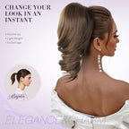 Claw Clip Ponytail Extension - 12 Inch Curly Ponytail Extension, Wavy Pony Tails Hair Extensions, Synthetic Hair Extensions Ponytail, Clip On Ponytails for Women (Dark Ash Blonde With Golden Ends)