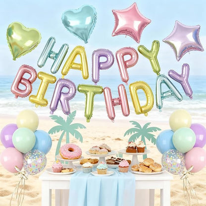 29PC Pastel Happy Birthday Balloon Banner, 16Inch 3D Aluminum Letter Banner Sign - Image 6