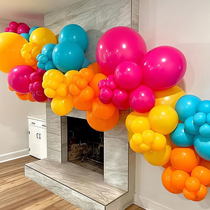 Rainbow Balloons, 12 Inch Multicolor Balloons in Fruit Green Slate Blue Matt - Image 4