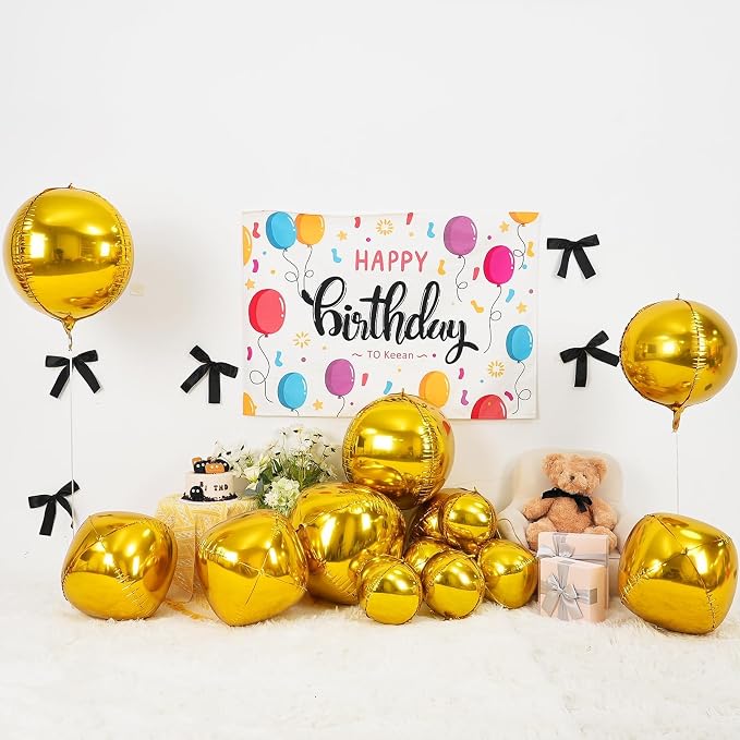 12Pcs Gold Round Foil Balloons, Metallic Gold Foil Balloon - Image 3