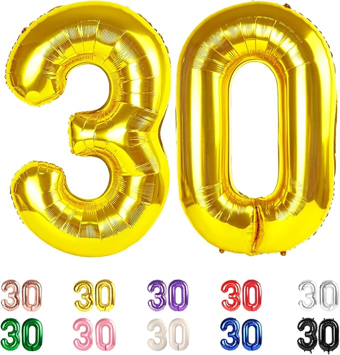 30 Balloon Numbers 30th Year Old Birthday Decorations by Mluchee