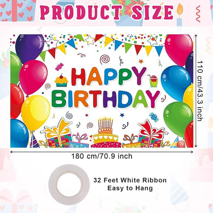 Happy Birthday Backdrop Banner, Colorful Birthdays Banner Backdrop Happy - Image 2