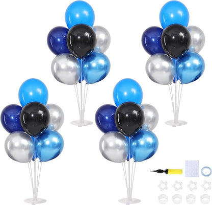 Navy Blue and Silver Black Balloons Table Centerpieces Stand Kit by ZyloonDecoration