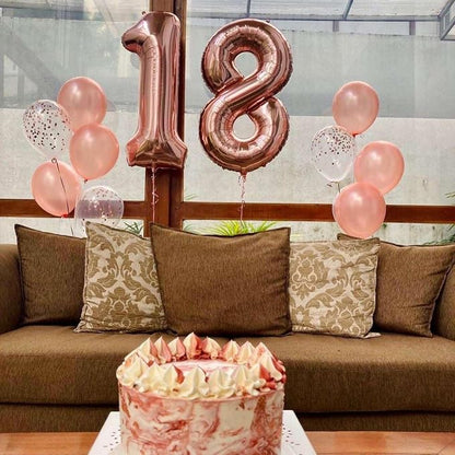 Rose Gold 18 Number Balloons, 40 Inch Giant Number 18 Balloons Foil Mylar - Image 4