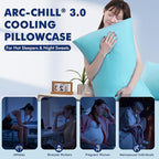 Elegear Cooling Pillow Cases for Hot Sleepers, Clean Fabric Silver Infused Cooling Pillowcase Q-Max>0.5, Soft Pillow Cases for Hair & Skin, Zipper Pillow Cases Set of 2 Blue (Standard, 20'' x 26'')
