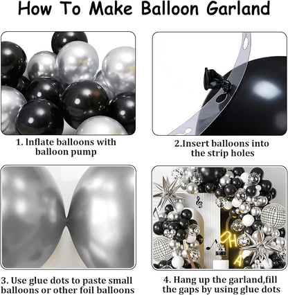 KARLURE Black Silver Balloons Arch Kit Garland - Image 8