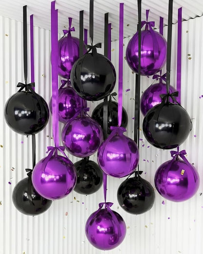 Jenaai 30 Set Black and Purple Foil Balloons Bulk 22 Inch 4d Metallic by Jenaai