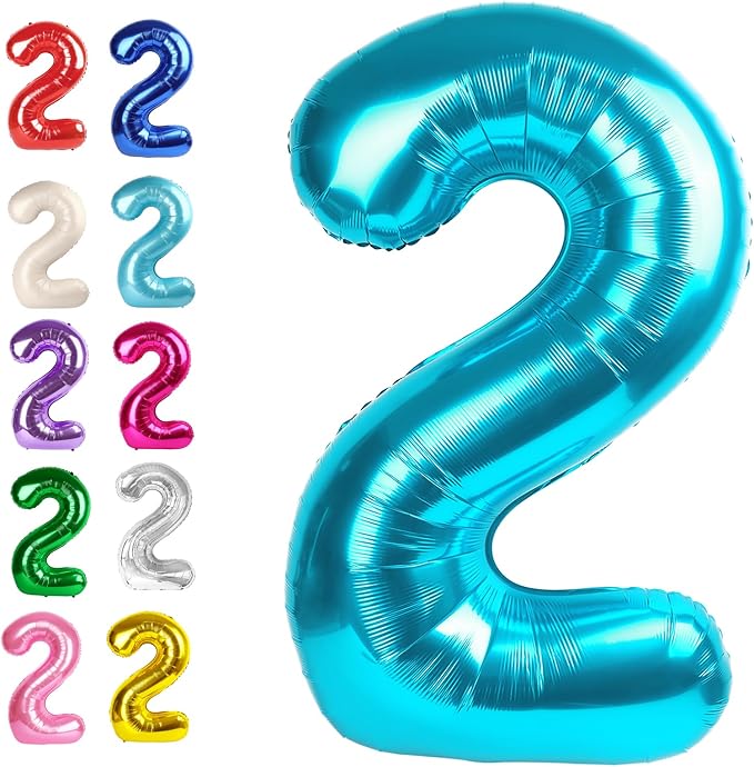 Blue Number 2 Balloon 40 inch, Balloon numbers party supplies, deco photo shoot by Upgesy