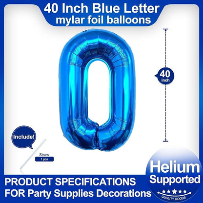 40 Inch Blue Letter O Balloons, DIY Phrase Foil Alphabet Letter O Balloons DIY - Image 2