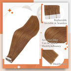 Full Shine Tape in Weft Hair Extensions Human Hair Color 330 Copper Brown Tape in Hair Extensions 22Inch Seamless Invisible Remy Skin Weft 100Gram 40Pcs Adhesive Brazilian Silky Straight
