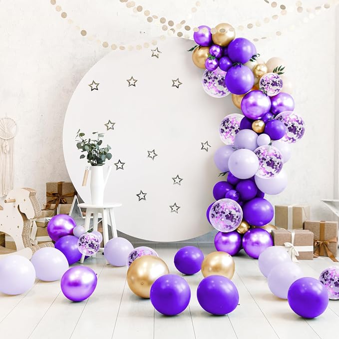148 Pieces Purple Balloons Garland Arch Kit Light Pastel Purple Lavender Gold - Image 7