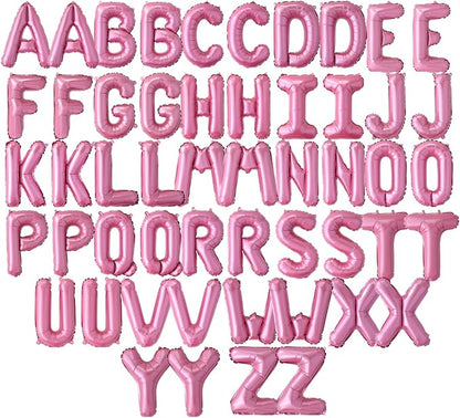 52 Pcs 16 Inch Pink Letter Foil Balloons, 2 Sets of A-Z, Mylar Metallic by Funforthefuture