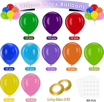 100PCS 12 Inch Rainbow Latex Balloons, Baby Shower, Wedding & Festival Party - Image 3