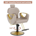Barber Chair for Hair Stylist, Height Adjustable Hydraulic Hair Reclining Salon Chair, 360 Degrees Rotation, Multi-Function Shampoo Chair for Salon Barbershop (Grey)