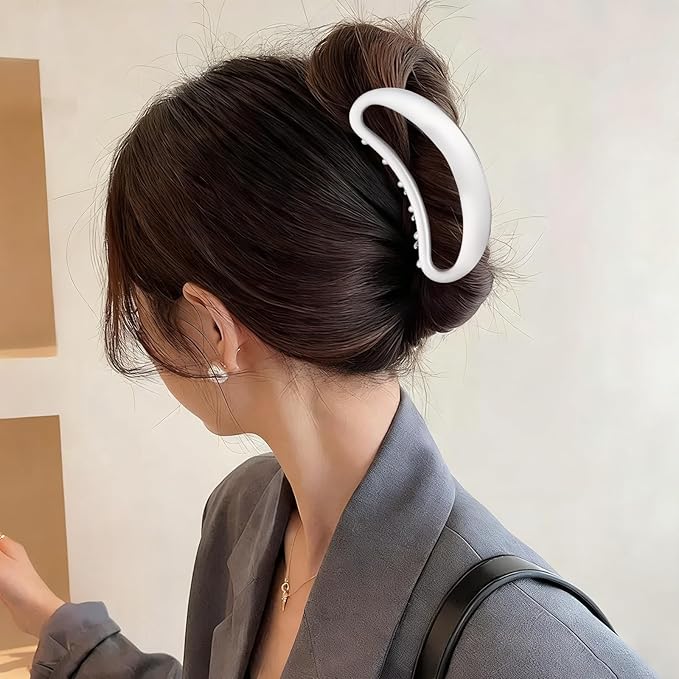 Sculpted Silver Claw Clip for Women Large Metal Hair Claw Clips Durable Nonslip Silver Hair Clamps for Women and Thinner Thick Hair Styling Strong Hold Hair