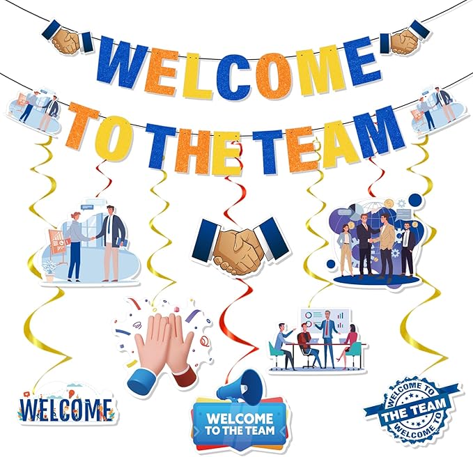 Welcome to the Team Banner Hanging Swirls Party Decorations 10PCS | Welcome by InIsaJace