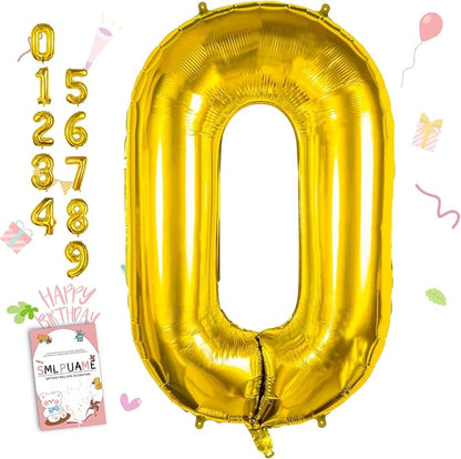 40 inch Number Balloon 0-9 Gold Large Number 0 Balloons, Digital Balloons by Smlpuame