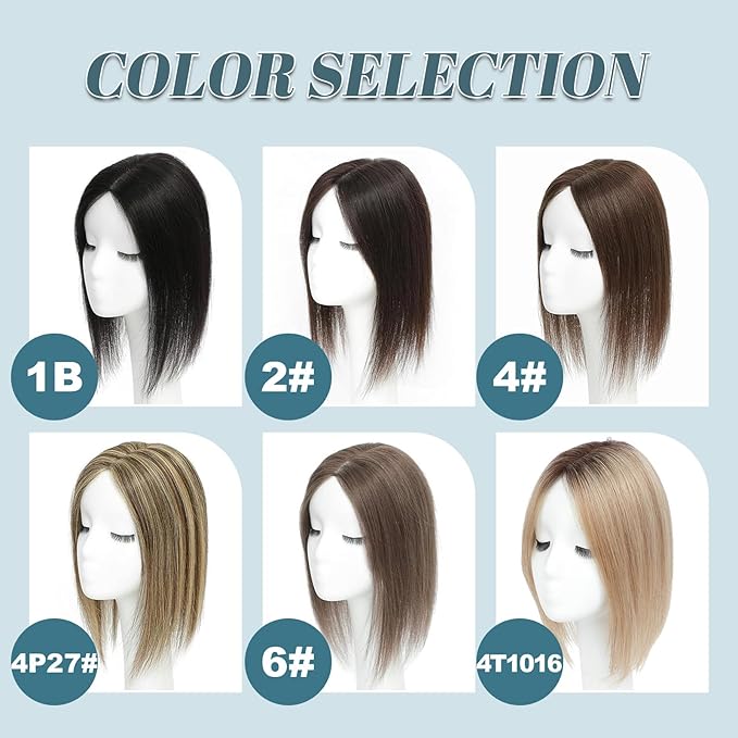 Human Hair Toppers for Women Real HairTopper with Thinning Hair 120% Density Round Shaped Swiss Base Hair Pieces 40g-Medium Brown（12inch,4#）