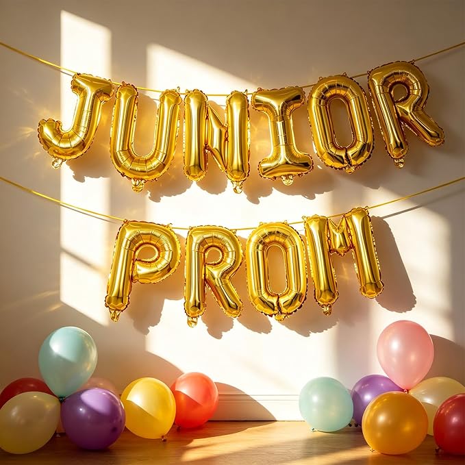 2 Set 20Pcs Gold JUNIOR PROM Letter Balloons 16in Balloon Foil Letter - Image 3