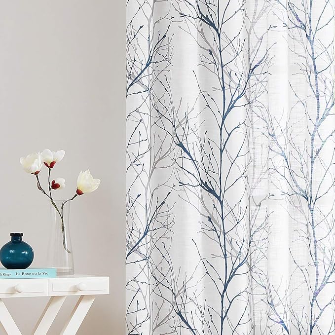 FMFUNCTEX Blue White Curtains 50" X 45" - Image 3