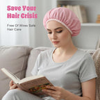 2 Pcs Heat Cap for Deep Conditioning, Conditioning Cap Made of Aluminum Foil with 100pcs Disposable Plastic Caps, Portable Thermal Hair Steam Caps for Home and Salon Use Hair Dyeing