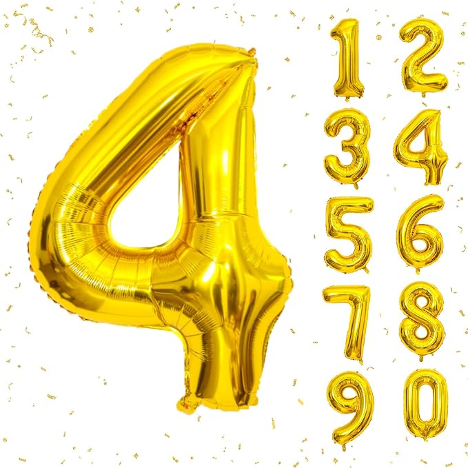 40 Inch Gold Number Balloons, Helium Mylar Foil Number Balloons by Unknown