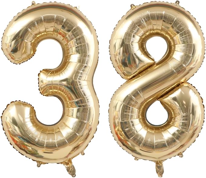 Light Gold Number 38 Balloon 40in White Gold 38 Foil Mylar Digital Balloon | by ANGEL+Q+HOUSE