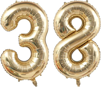 Light Gold Number 38 Balloon 40in White Gold 38 Foil Mylar Digital Balloon | by ANGEL+Q+HOUSE