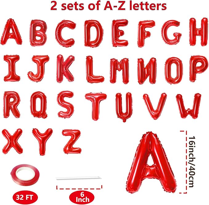 52 Pcs 2 Sets of 16 Inch “A-Z” Letter Balloons Set – Complete Alphabet Mylar - Image 2