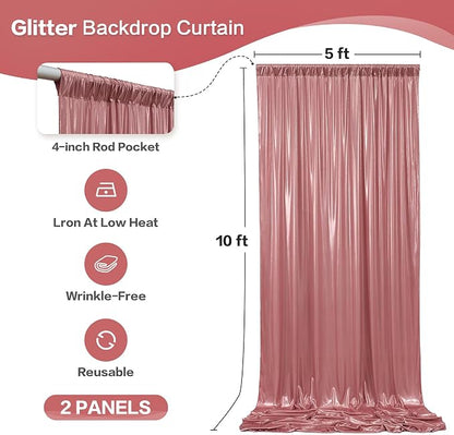 gogoparti 10x10FT Rose Gold Sequin Backdrop Curtain - Image 6