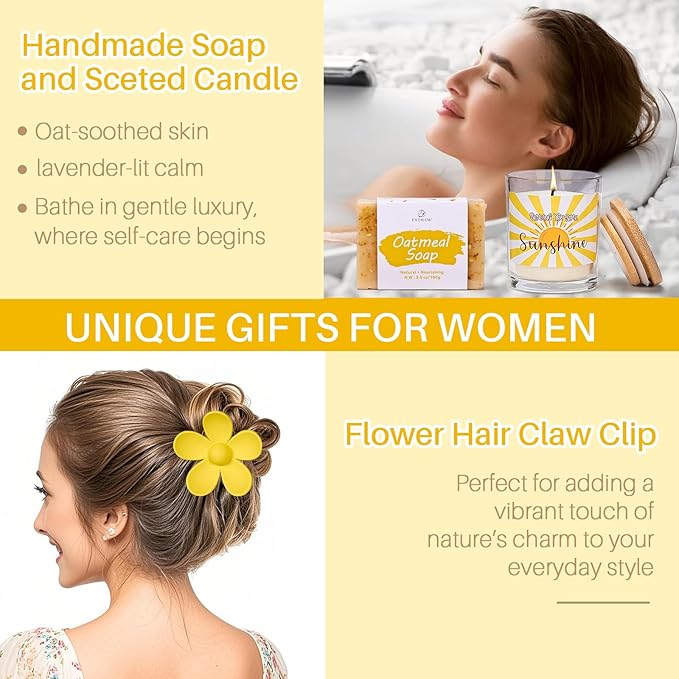 Gift Baskets for Women, Unique Birthday Gifts for Women,Get Well Soon Gift Basket,Christmas Gifts, Care Package Sending Sunshine Box Thinking of You for Mom Wife Sister Best Friends Teen Girls